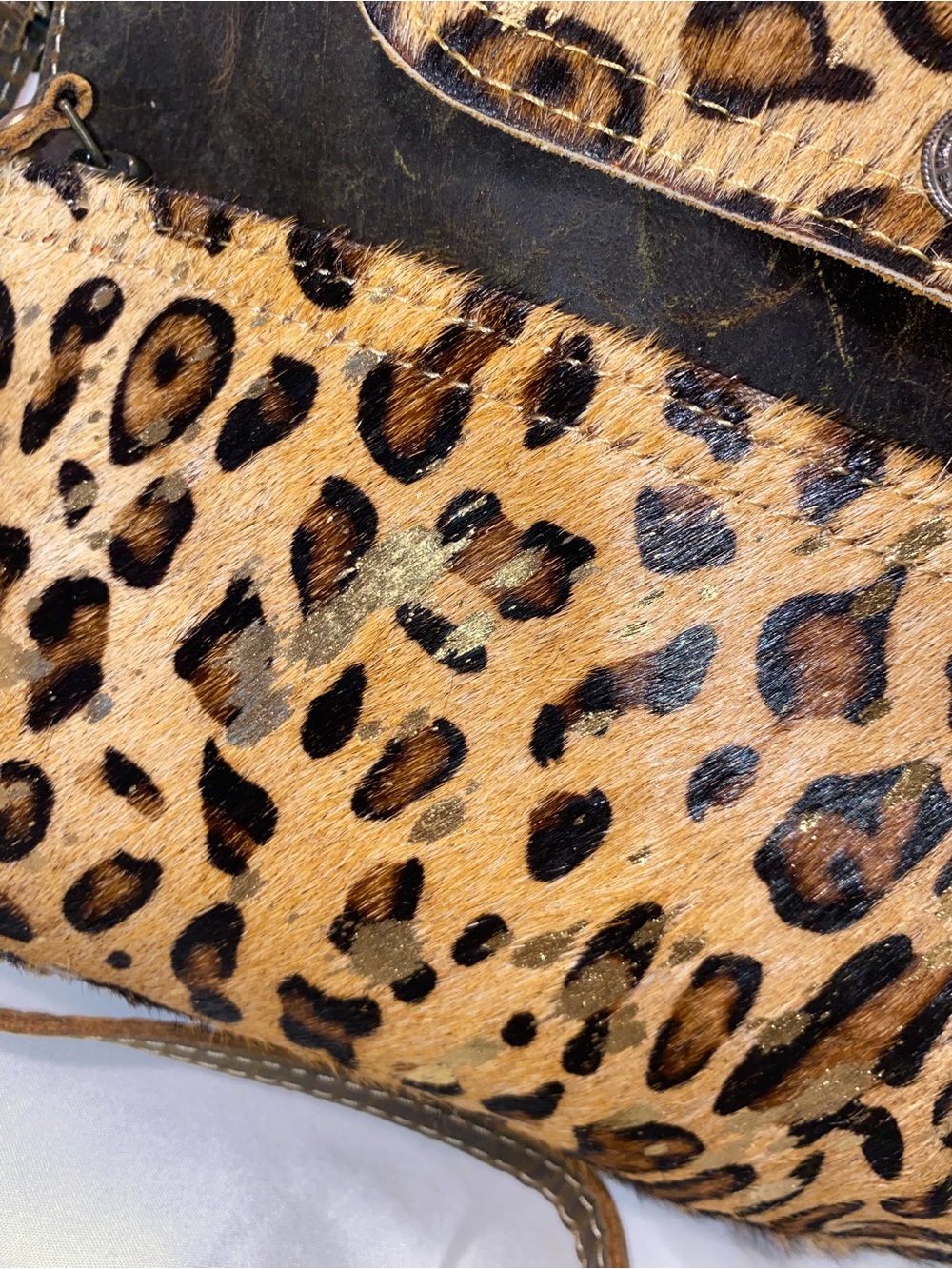 Myra Bag Tamer Canvas and Hairon Leopard Print Crossbody in Brown and Black - Picture 2 of 9